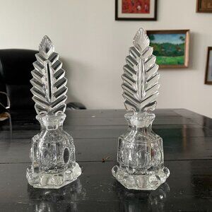 Vintage Clear Crystal Vanity Perfume Bottle Tall Stopper